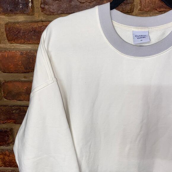Outdoor Voices Cream White Gray Pickup Crewneck Sweatshirt Size XS Unisex - Picture 5 of 8